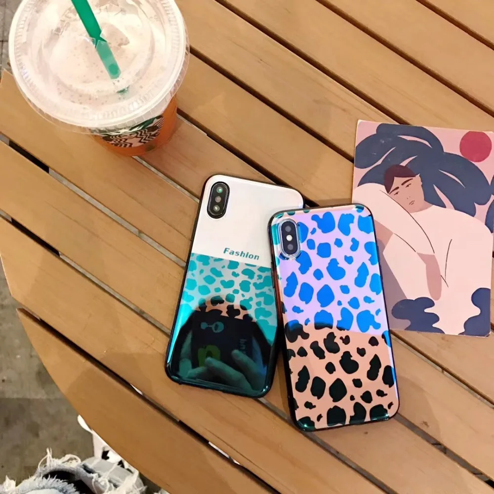 Leopard Girl Case For iPhone XS Max XR X 8 7 6S 6 Plus Women Cover Luxury Soft Silicone Blue Ray |