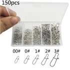 Защелка для рыболовного крючка, 150 шт.коробка, нержавеющая сталь, вращающиеся твердые кольца