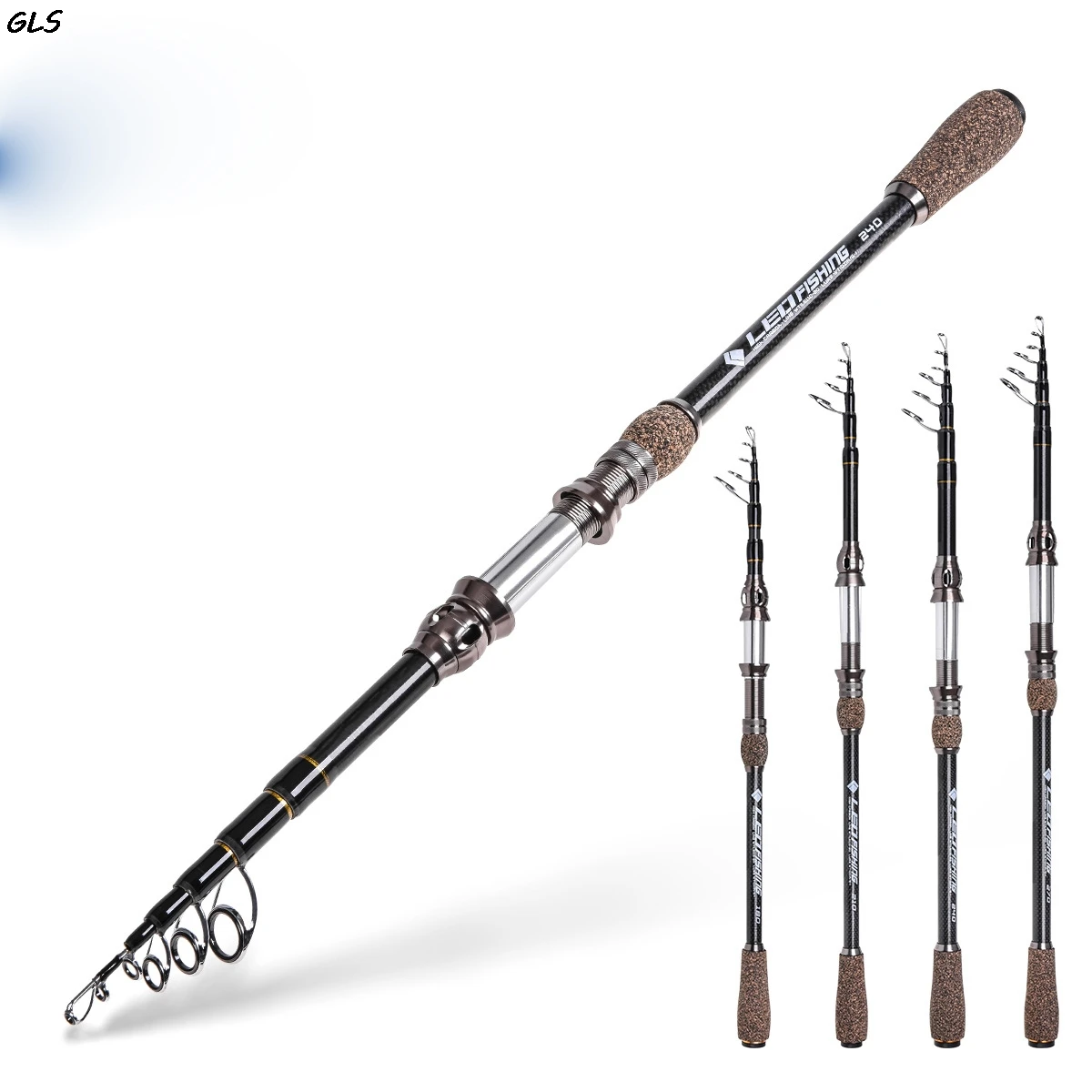 1.8m 2.1m 2.4m 2.7m Carbon Telescopic Spinning Fishing Rod Travel Tackle | Rods