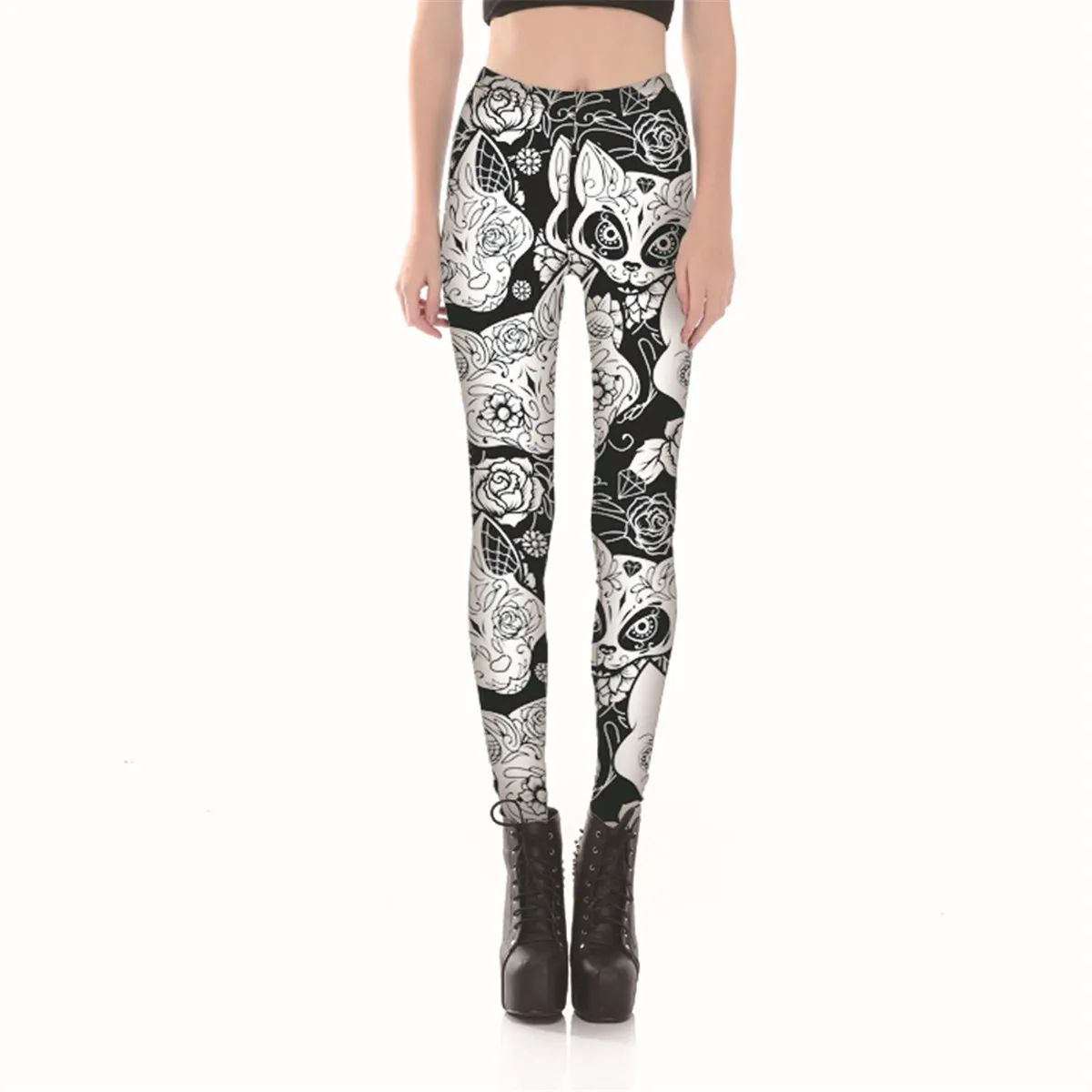 Женские леггинсы с рисунком кошек и котят синие белые скинни|white leggings|fashion