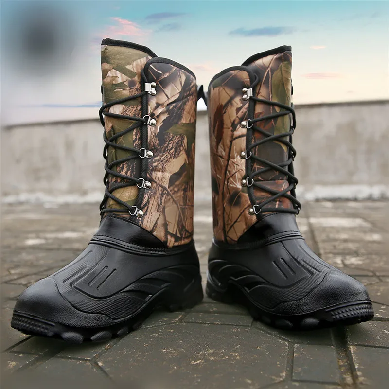 ZOQI Mid Calf Army Boots Men Sneakers Plus Fur Winter Snow Safety Shoes Super Lingt Combat Waterproof | Обувь