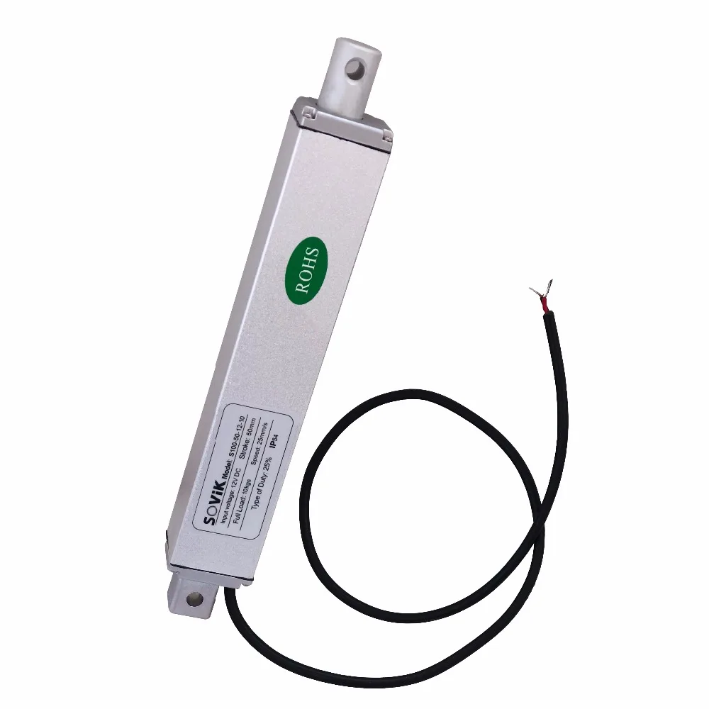 

12V 24V Micro Linear Actuator 50mm 2 inch Stroke Electric DC Motor High Speed 25mm per sec 100N Max Load Built-in Limit Switch