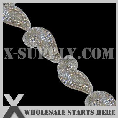 

DHL Free Shipping Leaf Crystal Rhinestone Applique Trimming