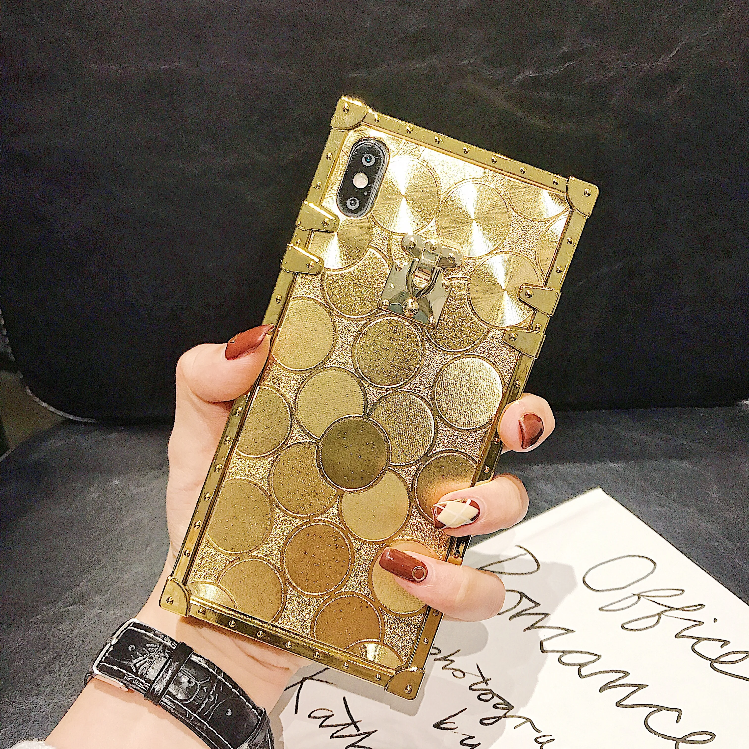 Чехол для iPhone 12 Pro Max Mini 11 Xr Xs X 6S 7 8 Plus роскошный квадратный металлический блестящий
