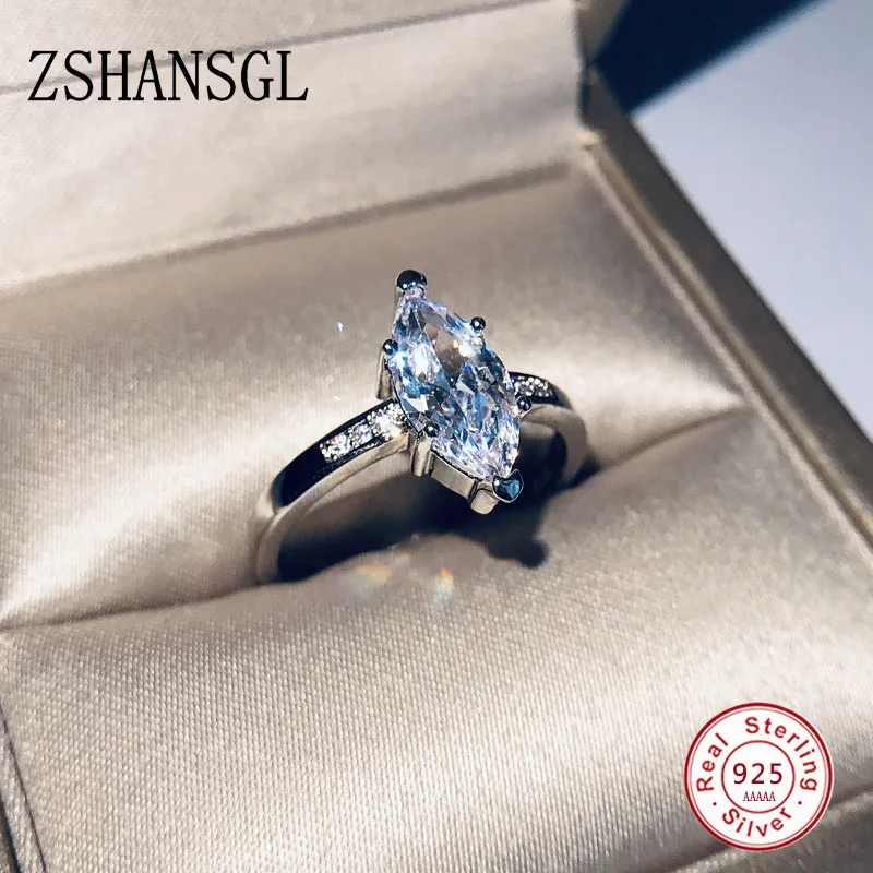 

Plata filled Water Droplet Rings Sparkling Clear CZ Finger Rings for Women with Horse eye zircon Wedding Jewelry Gift