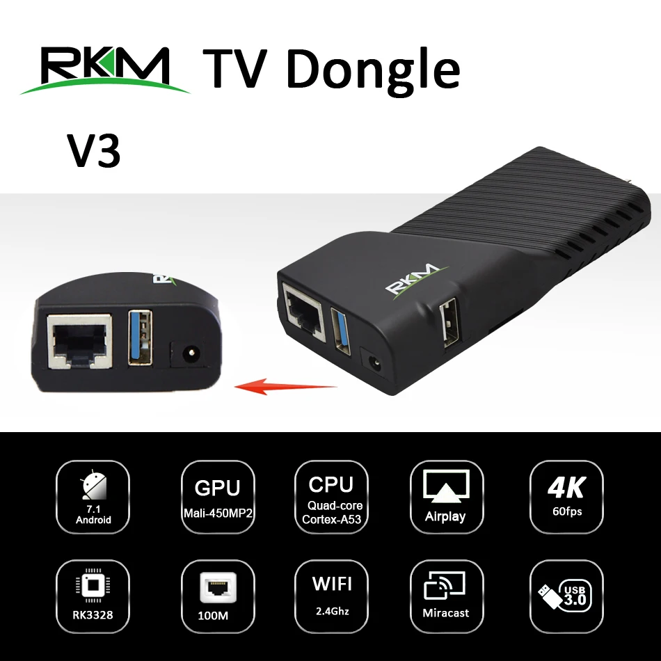 Android 7 1 ТВ приставка RKM V3 RK3328 Rockchip 2 Гб 16 4G WIFI 100 м цифровая вывеска медиаплеер|tv box 2gb - Фото №1