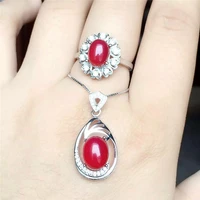 kjjeaxcmy boutique jewels 925 pure silver inlay natural red jade medulla ring pendant set inlay diamond shaped 18k gold goddes