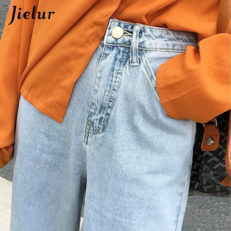 Jielur женские джинсы в Корейском стиле Ulzzang джинсовые брюки с высокой талией