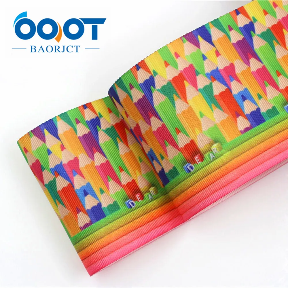OOOT BAORJCT G-18620-536 10 ярдов 75 мм Мультяшные цветные карандаши печатные корсажные ленты