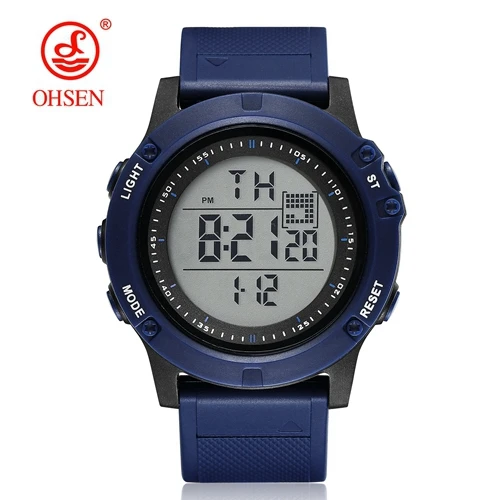 Blue watch Ohsen цифровой бренд lcd красные мужские часы для мальчиков reloj hombre 50M Dive хаки силиконовый ремешок для спорта на открытом воздухе наручные часы мужские подарки - Цвет: Blue watch