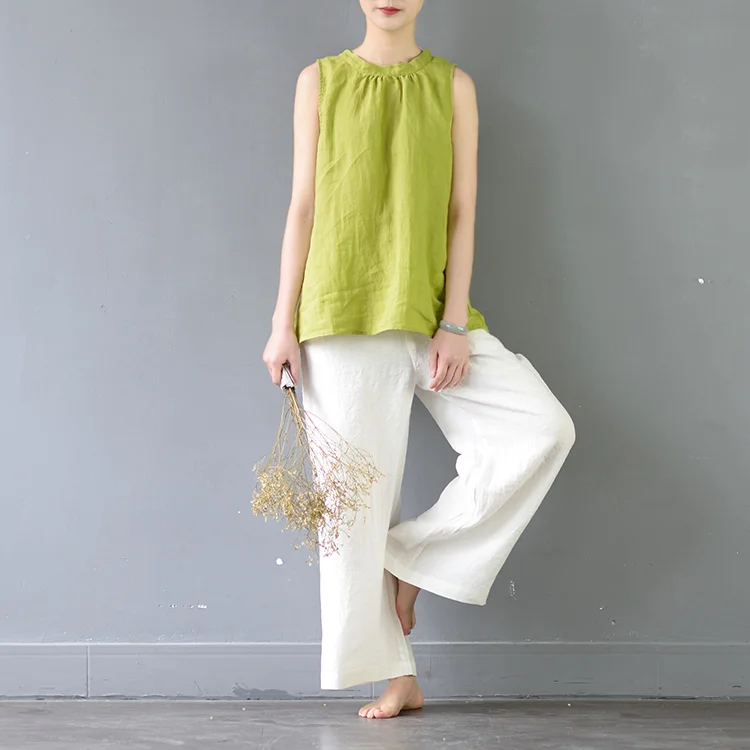 SCUWLINEN, женские летние топы, одноцветные, рами, свободные безрукавки, топы, Vestidos, повседневные женские блузки S359