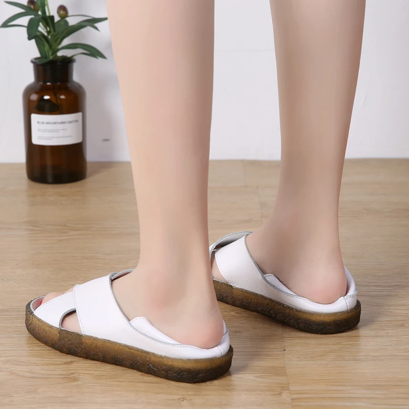 Женская летняя обувь кожаные женские сандалии на плоской подошве Sandalias Mujer 2019 De