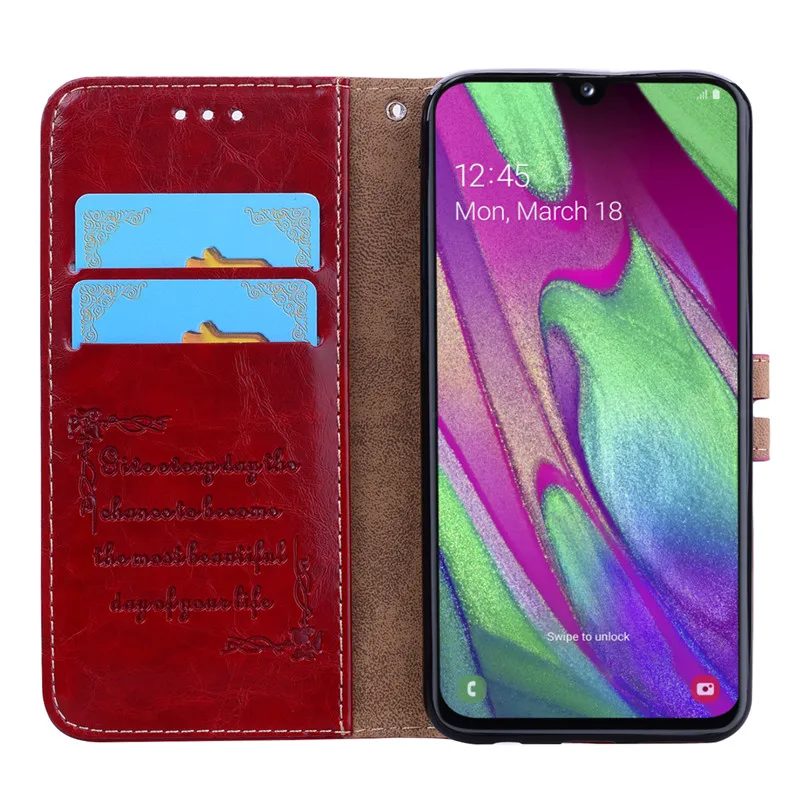 Роскошный кожаный флип-чехол для samsung Galaxy A40, чехол, мягкий силиконовый кошелек, подставка, флип-чехол для телефона, чехол для samsung A40, чехол