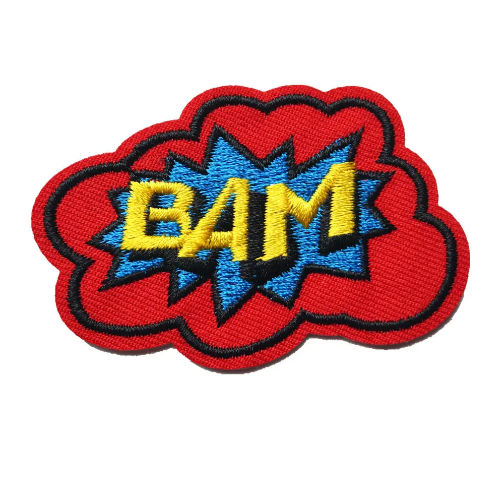 Красный Bam сшитые железные нашивки вышитые буквенные значки тон слово для платья