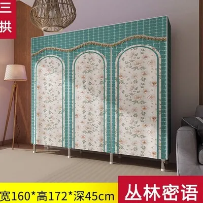 style3 Шкаф для одежды, стальная труба, утолщенная арматура, ткань для хранения, шкаф для одежды, экономный Стальной Стеллаж, подвесной шкаф - Цвет: style3