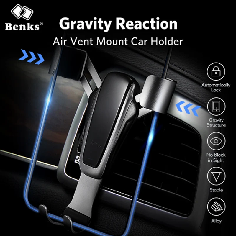 Benks Gravity Телефон Автомобильный кронштейн Стенд Air Vent держатель для samsung iphone X XS XR 8 10