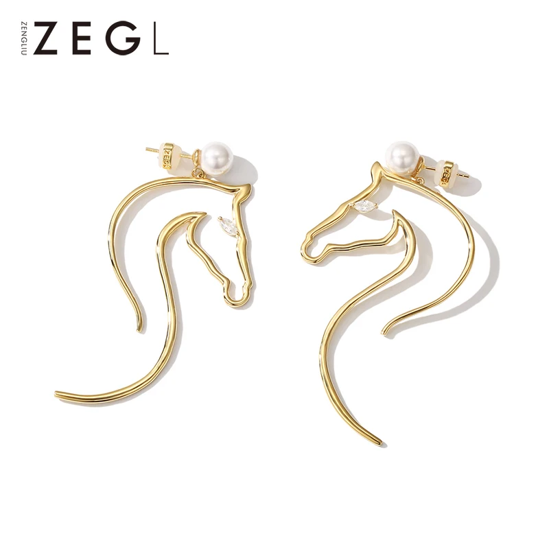 Женские сережки ZEGL длинные серьги с 925 пробы в форме головы