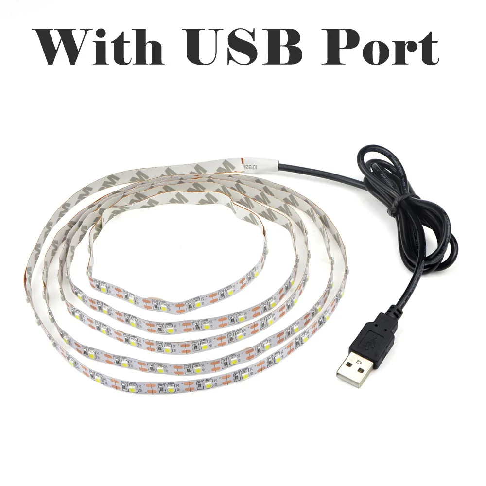 DIY DC5V источник питания 3528 SMD USB Светодиодная лента светильник 50 см 1 м 2 3 4 5 для ТВ