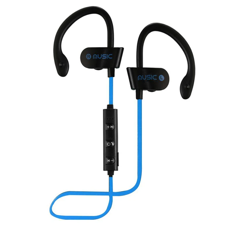 Синий Bluetooth наушники Беспроводные спортивные басовые наушники гарнитура с микрофоном для бега IOS Android Bluetooth смартфон - Цвет: Синий