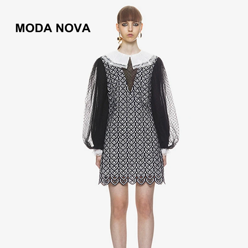 MODA NOVA/платье для автопортретов женское винтажное вязаное платье с вышивкой