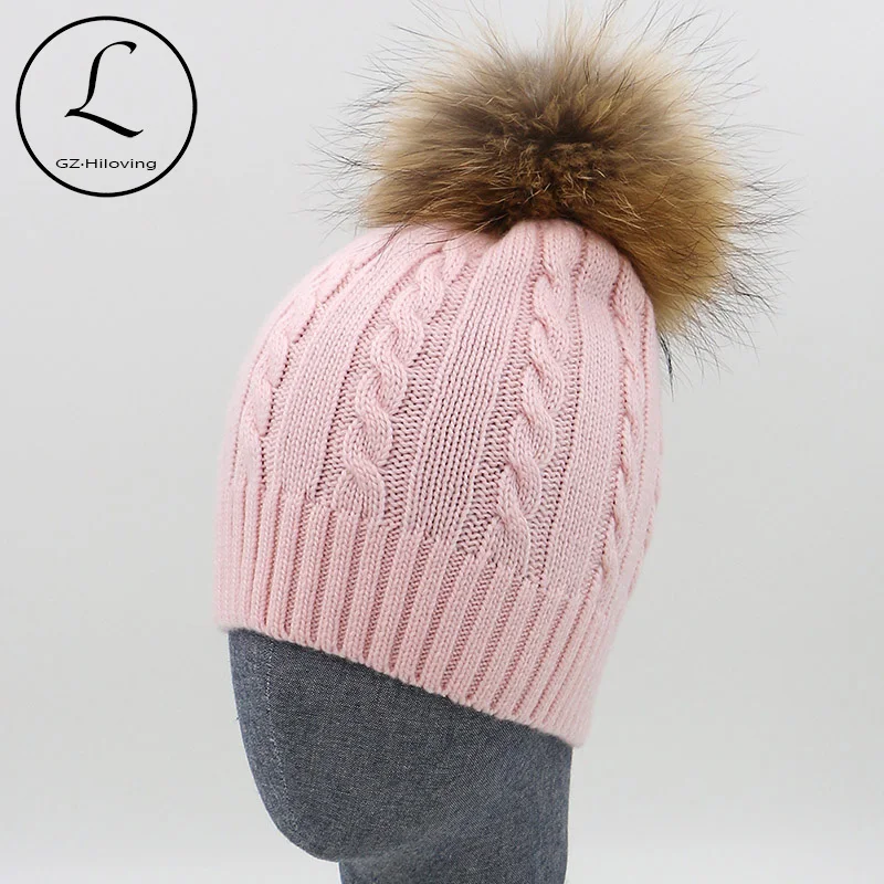 Вязаные шапки из 100% шерсти, модные женские розовые шапки, шапки с ...