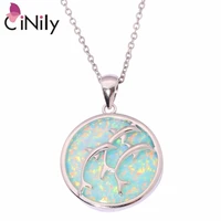 cinily created green fire opal silver plated wholesale fashion jewelry for women party pendant necklace with the chain od6470
