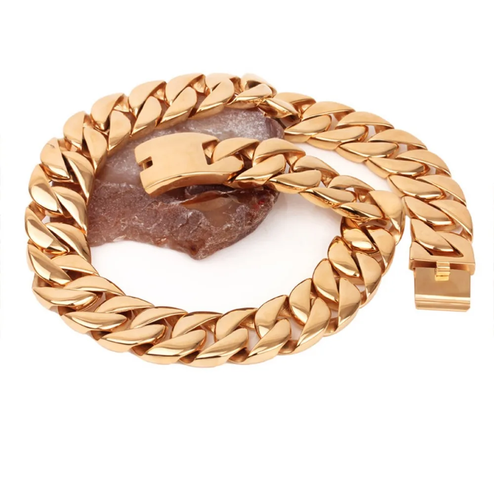 Arabic Gold Jewelry Heavy Stainless Steel Mens Curb Chain Necklace Punk Biker Huge Long for Man | Украшения и аксессуары