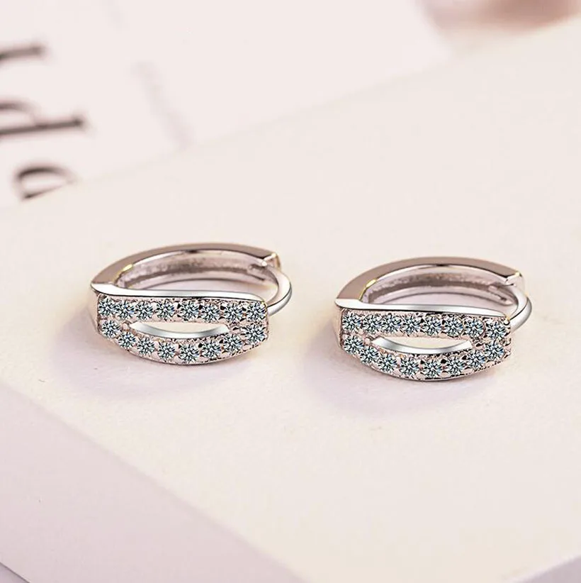 Fashion Women 925 Silver Shiny Zircon Cute Lip Circle Hoop Earring For Kids Girls Child Female Beautiful Huggies Jewelry | Украшения и