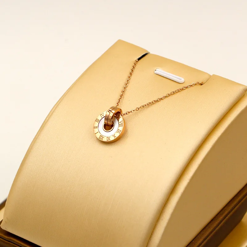 Женские двухкруглые подвески с римскими цифрами из нержавеющей стали белыми и