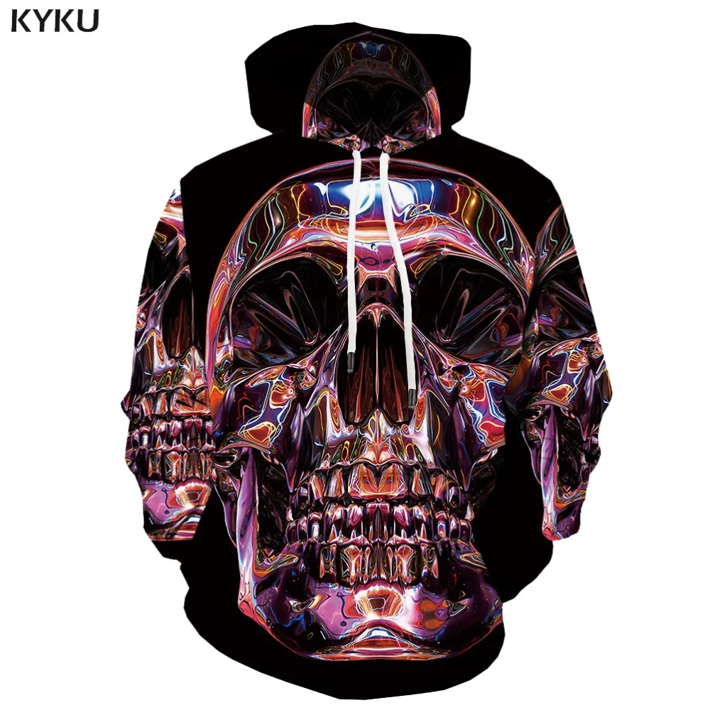KYKU 3d толстовки с черепом толстовка капюшоном для мужчин Psychedelic принтом Цветной