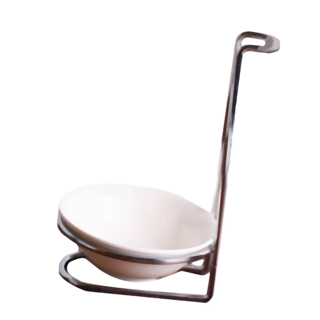 Single round bowl Современный белый керамический кухонный ковш, подставка для ложки, держатель с полированной стойкой из нержавеющей стали, подставка для ложки, зажимы, держатель, кухонные инструменты - Цвет: Single round bowl