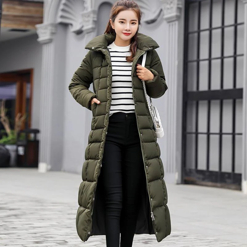 2018 новые зимние женские Куртка утепленная черная на молнии пояса с длинным