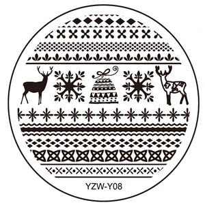 Y08 Новогодняя тема ногтей штамповка пластины YZWLE шаблон DIY печать ногтей изображения пластины набор - Цвет: Y08