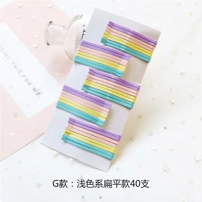 G-40pcs 40~ 50 шт/упаковка-японские и корейские аксессуары для волос для девочек Harajuku Радужный карамельный цвет заколка для волос простая Базовая заколка для волос - Цвет: G-40pcs