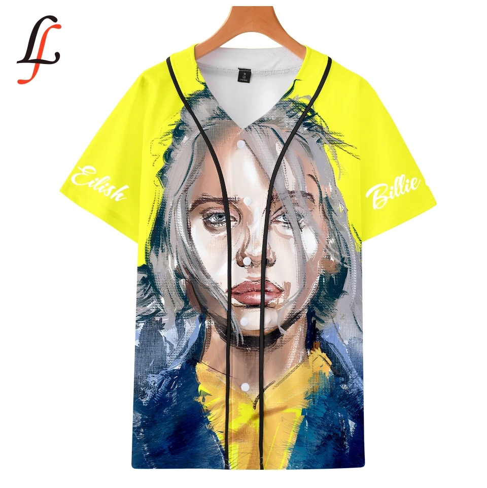 Женская/Мужская Бейсбольная Футболка Billie Eilish harajuku летняя одежда с коротким