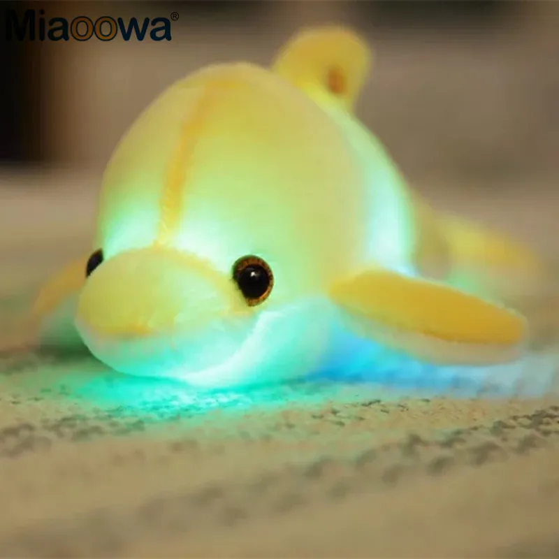 

1pc 35cm Creative Cute uminous Plush Dolphin Doll Glowing LED Light Plush Animal Toys Colorful Doll Pillows Kid Children's Gift