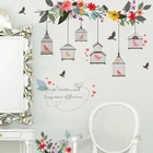 ПВХ наклейки на стену с рисунком цветов лоза птичья клетка наклейки на стену Очистить и наклеить Наклейки на стены украшения детской комнаты с художественным принтом Плакаты