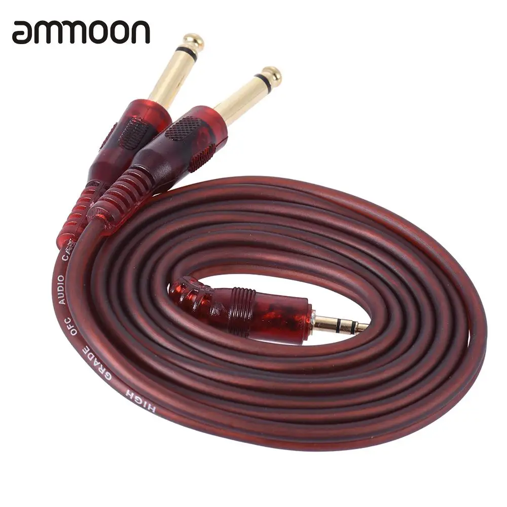 

1.5m / 5ft Stereo Audio Cable Cord Wire 3.5mm 1/8" Male to Dual 6.35mm 1/4" TRS Male Plug for Computer Mixer Mixing Console