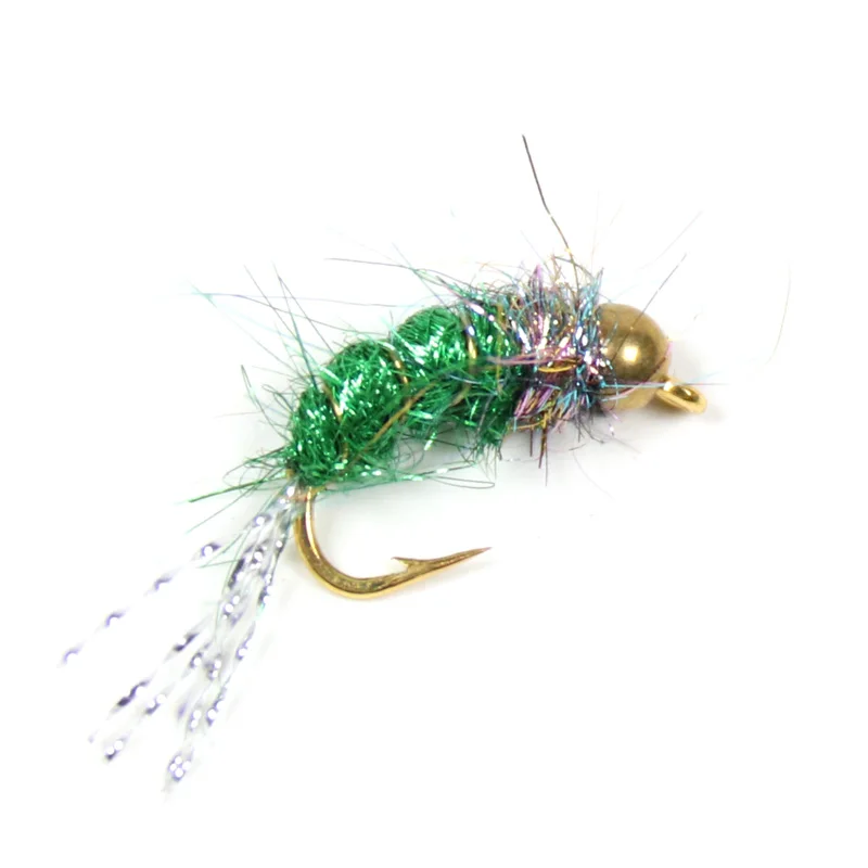 12 шт.#12 рыболовные крючки в виде мухи для ловли форели приманки BeadHead Nymphs розовый синий жемчуг оливковый фиолетовый
