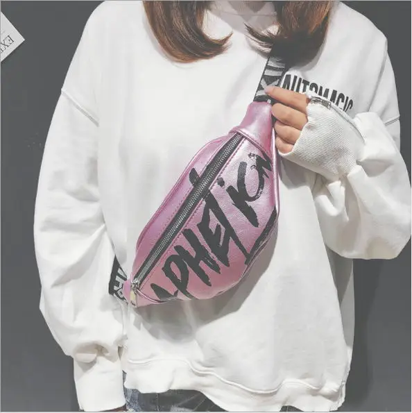 JOYHO New Women Belt Bag Banana Waist Pack Fashion Leather Large Capacity Graffiti Fanny Packs Travel Bum Bags | Багаж и сумки