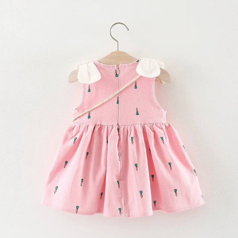 Summer New Girl Cotton Dress Cartoon Bag 1-3 sleeveless Printed | Детская одежда и обувь