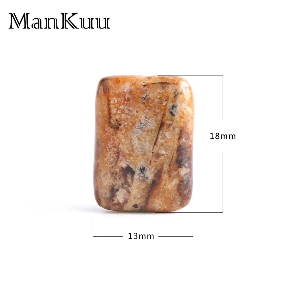 ManKuu 13*18 мм Прямоугольный коричневый красный камень бусина деревянный узор