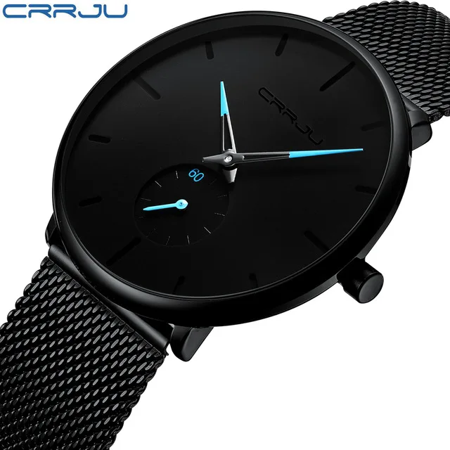 

Crrju Лидирующий бренд, роскошные часы для мужчин, ультра тонкие часы из нержавеющей стали, мужские классические кварцевые мужские наручные ч...