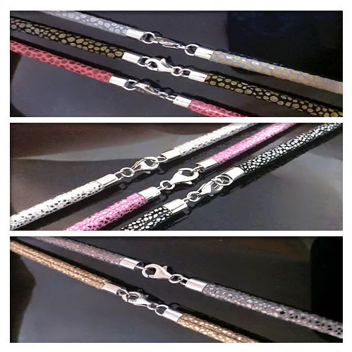 Роскошное ожерелье из ПУ кожи натуральный чистый 925 коннекторы стерлингового