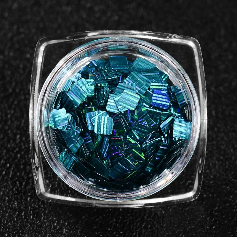 RBAN NAIL 12 цветов Цветные яркие лазерные полосы штук прямоугольные Nail Art Стразы Декор с блестками квадратной формы блестящие хлопья - Цвет: H1238