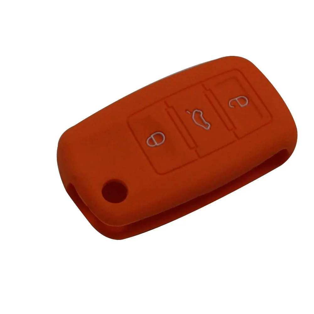 50pcs 3 Buttons Silicone Flip Car Key Cover Case For VW Golf Bora Jetta POLO Passat Skoda Superb Octavia Fabia SEAT Ibiza Leon | Автомобили