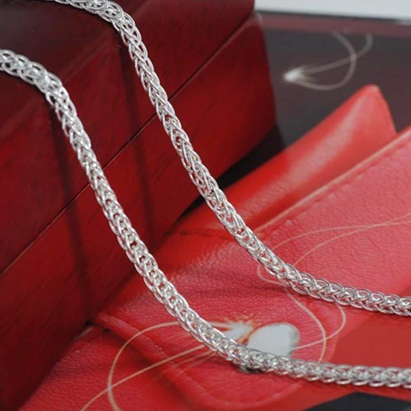 Женское колье из серебра 22/28 пробы 3 мм 16/18/20/925 дюйма|jewelry free shipping|necklace chaincollier femme |