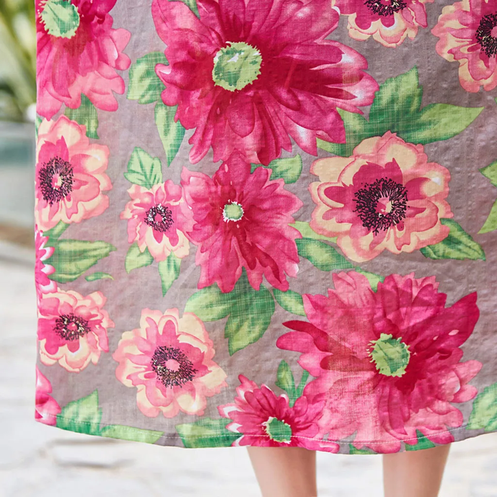 Модное летнее женское Повседневное платье с принтом круглым вырезом коротким