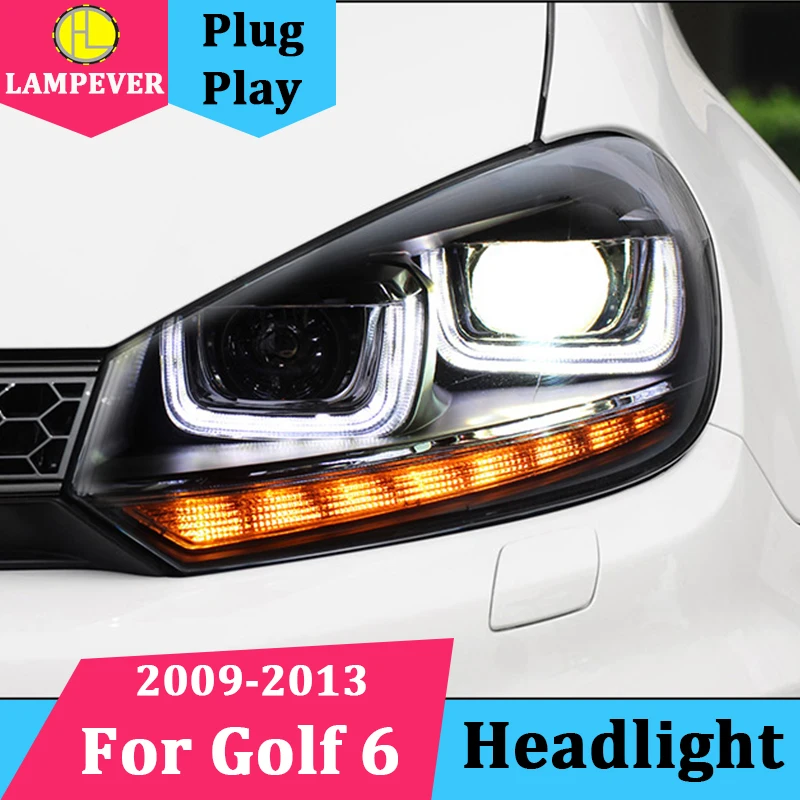Автомобильные фары для VW Golf 6 MK6 2009-2013 гольфа R20 Биксеноновые линзы в стиле Demon Eye HID