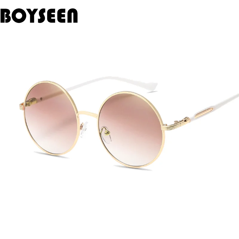 

Винтажные Круглые Солнцезащитные очки BOYSEEN, Светоотражающие женские очки, женские затененные очки, брендовые дизайнерские солнцезащитные ...